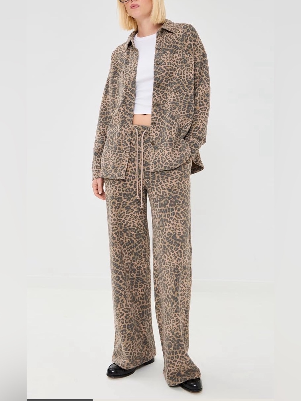 Z Supply Hunter Knit Leopard Pants in Desert Tan